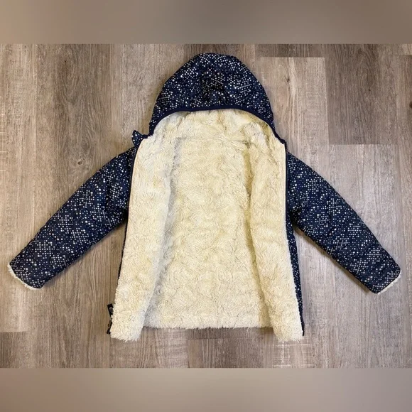 The North Face Mossbud Swirl Reversible Jacket, Navy/Cream - Size 5T (GUC) - Picture 2 of 14